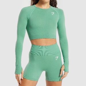 Gymshark mint seafoam green Vital Seamless long sleeve crop top XS